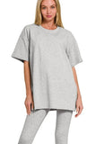 Zenana Cotton Round Neck Top & Legging Set