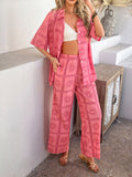 Devine Printed Button Down Shirt and Pants Set