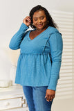 Jade By Jane Full Size Frill Trim Babydoll Blouse