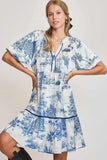 Umgee Full Size Two Tone Landscape Print Dress Plus Size