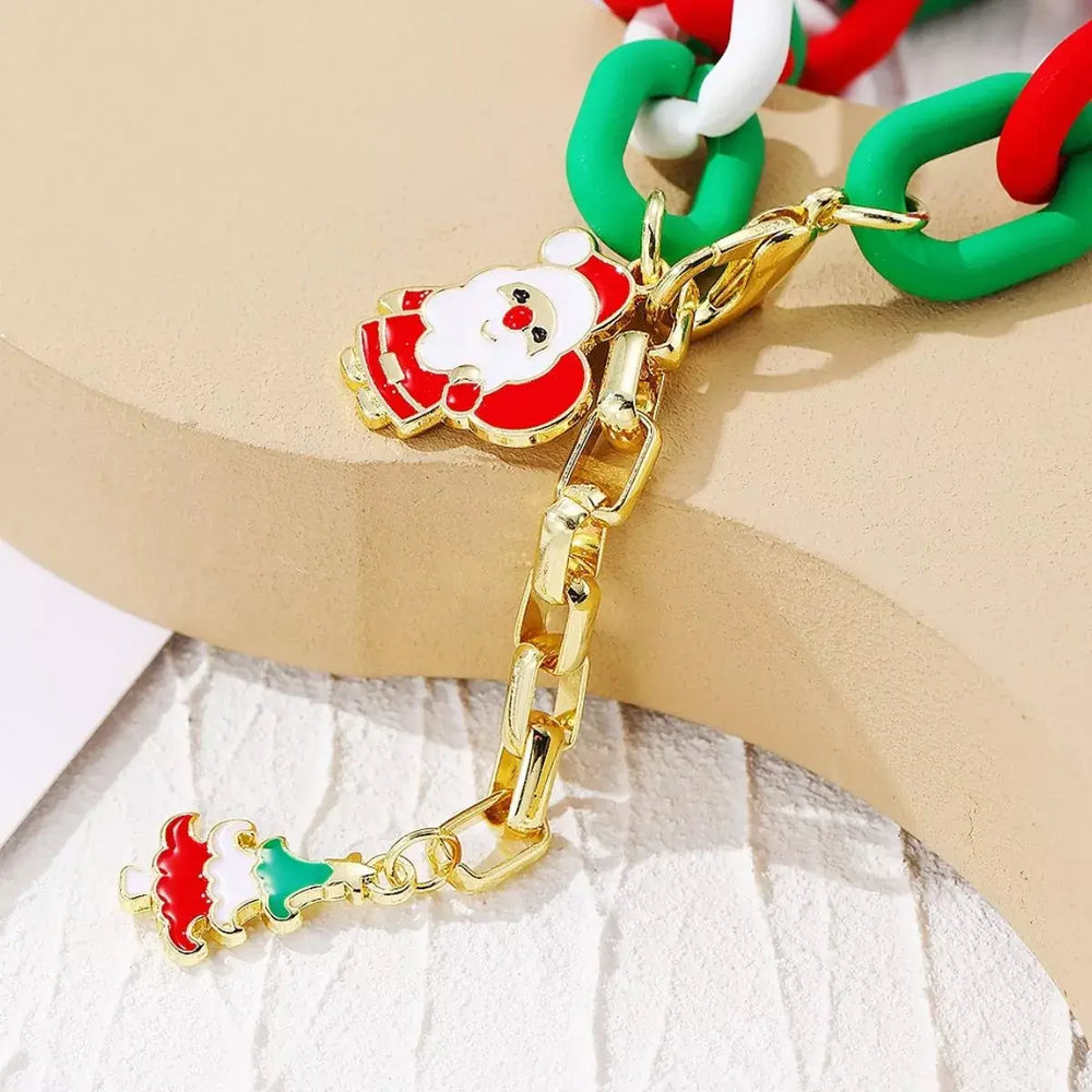 Christmas Festive Chain Link Bracelet with Santa Charm