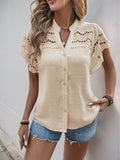 Swiss Dot Cutout Button Down Shirt