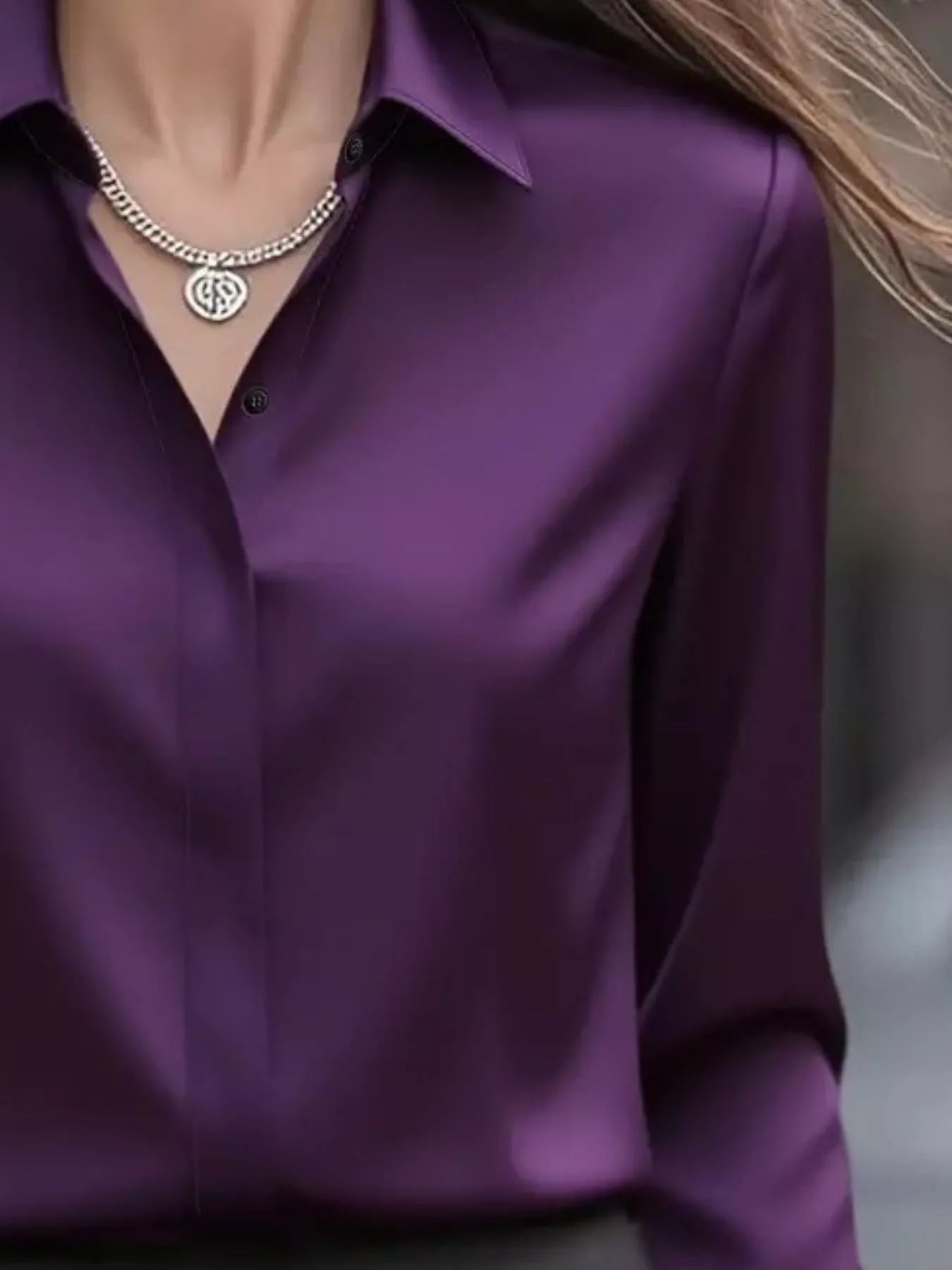 Button Down Collared Neck Long Sleeve Shirt