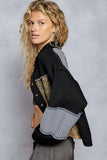POL Button Down Patchwork Multi-Pattern Jacket