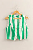 HYFVE Woven Striped V-Neck Button Down Vest