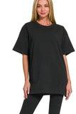 Zenana Cotton Round Neck Top & Legging Set