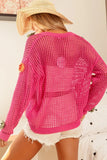 BiBi Flower Patches Open Knit Sweater Cardigan