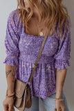Printed Square Neck Half Sleeve Blouse