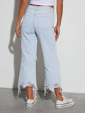 Distressed Raw Hem Jeans