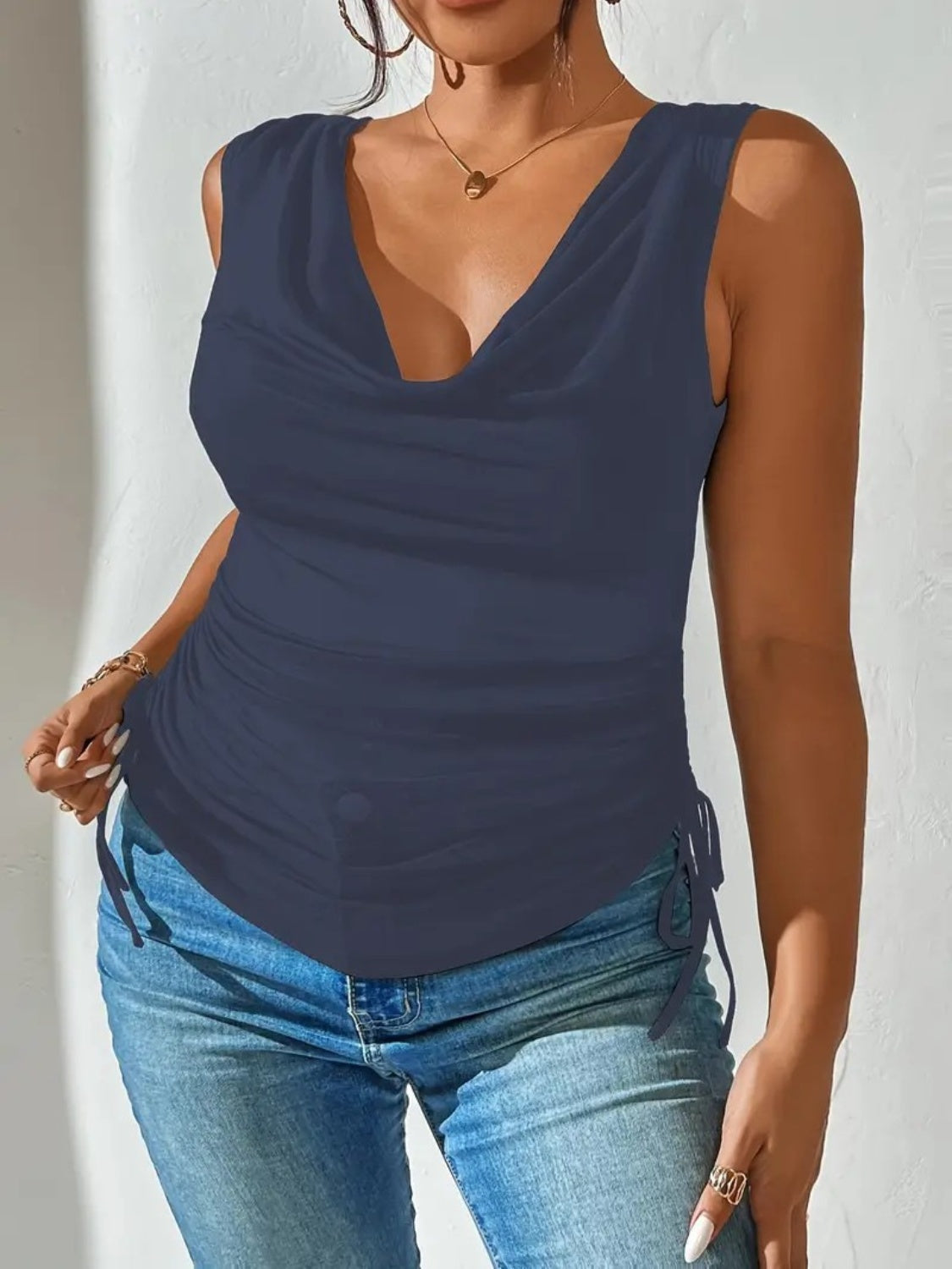 Side Drawstring Ruched Tank