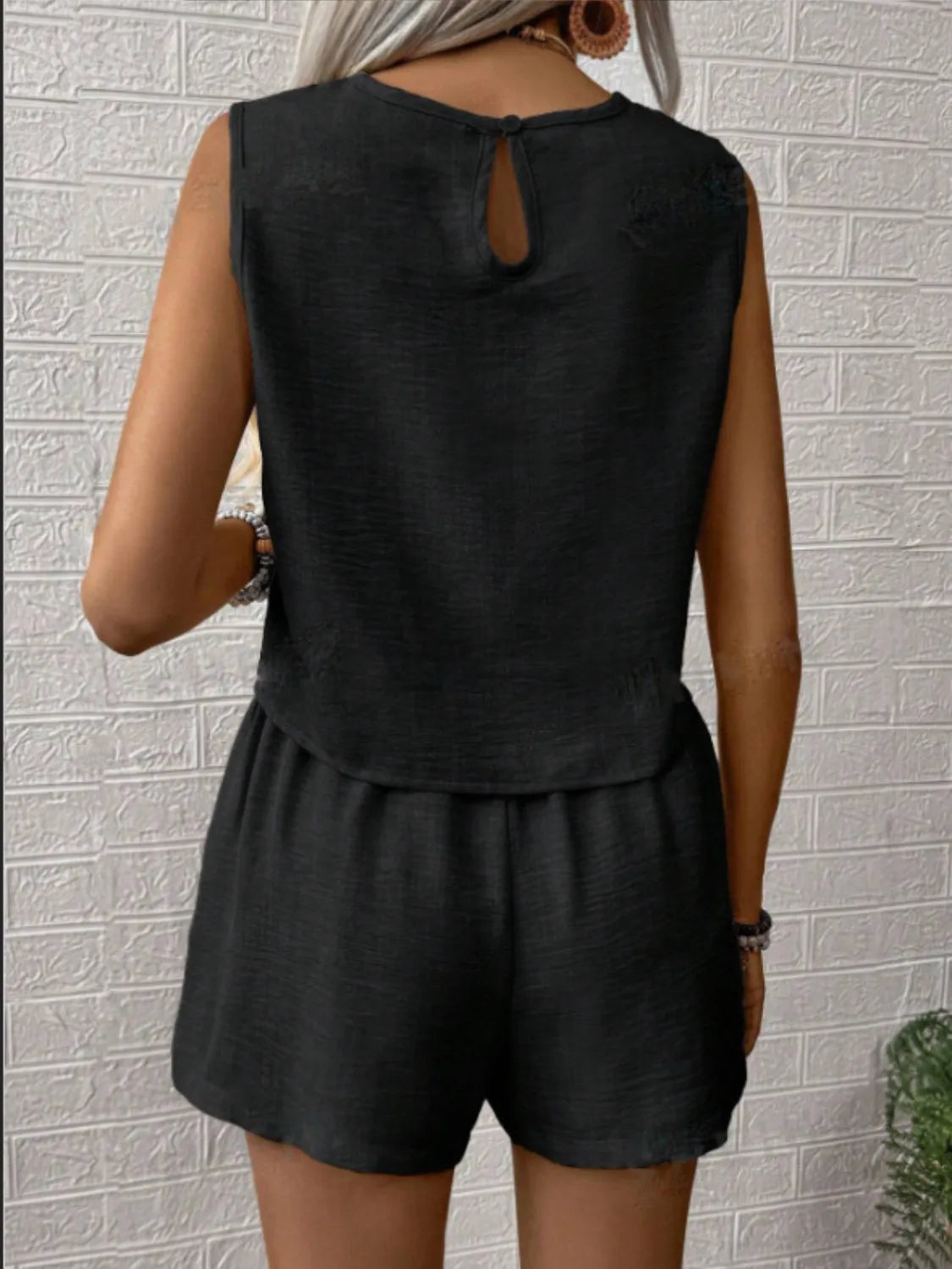 Round Neck Sleeveless Top and Shorts Set