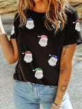 Christmas Santa Sequin Short Sleeve T Shirt