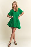 ADORA Tiered Notched Short Sleeve Dress