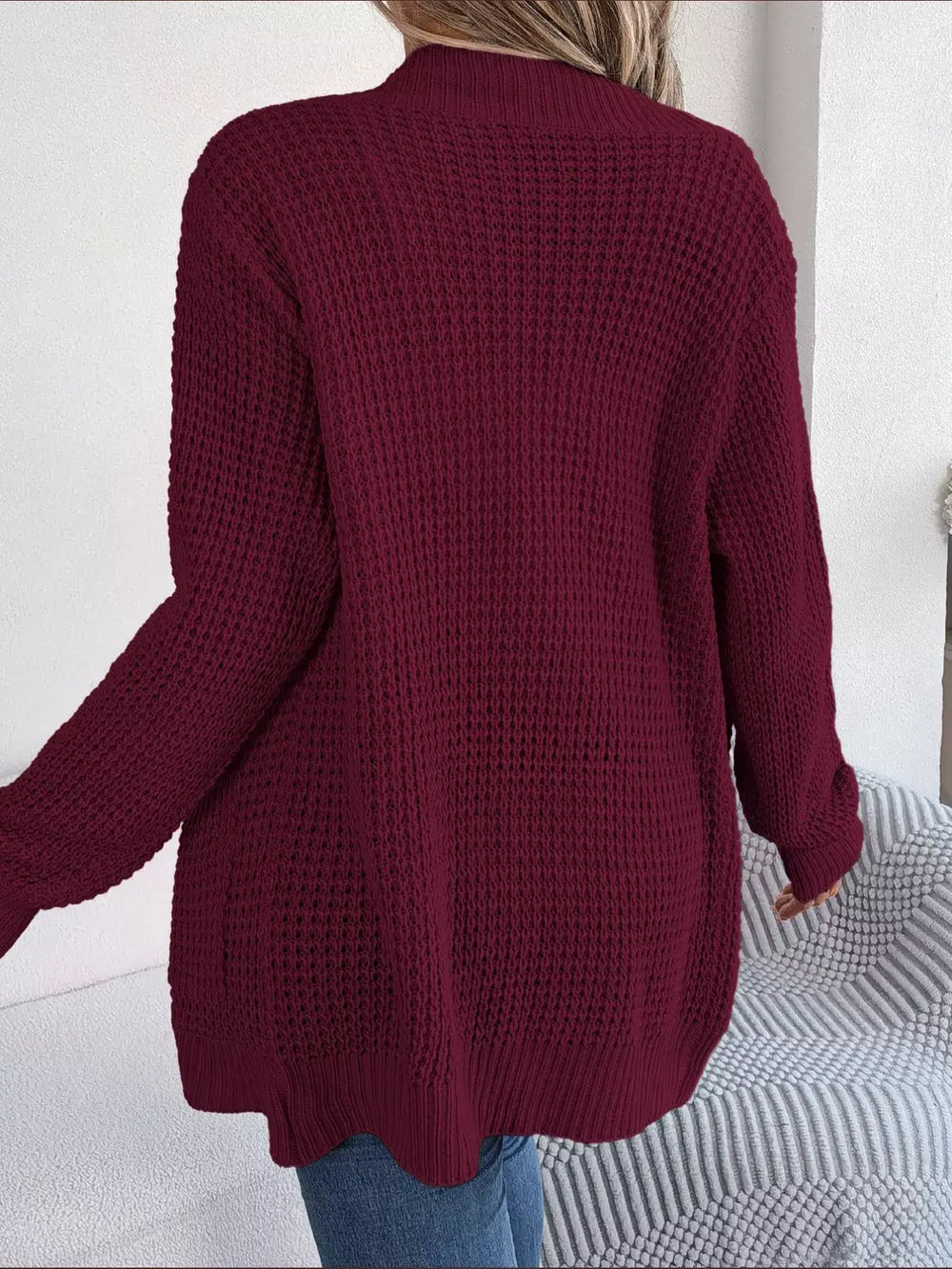 Chunky Knit Open Front Cardigan with Pockets