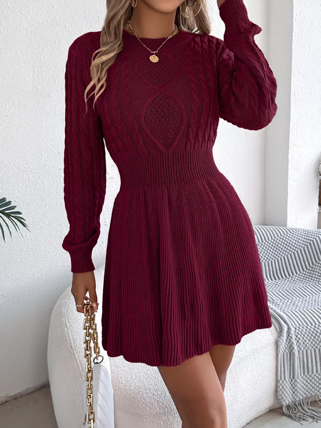 Cable Knit Long Sleeve Sweater Dress | Cozy & Chic