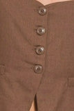 Zenana Linen Tie-back 4-button Vest with Lining