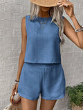 Round Neck Sleeveless Top and Shorts Set