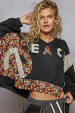 POL Peace Patch Floral Long Sleeve Hoodie