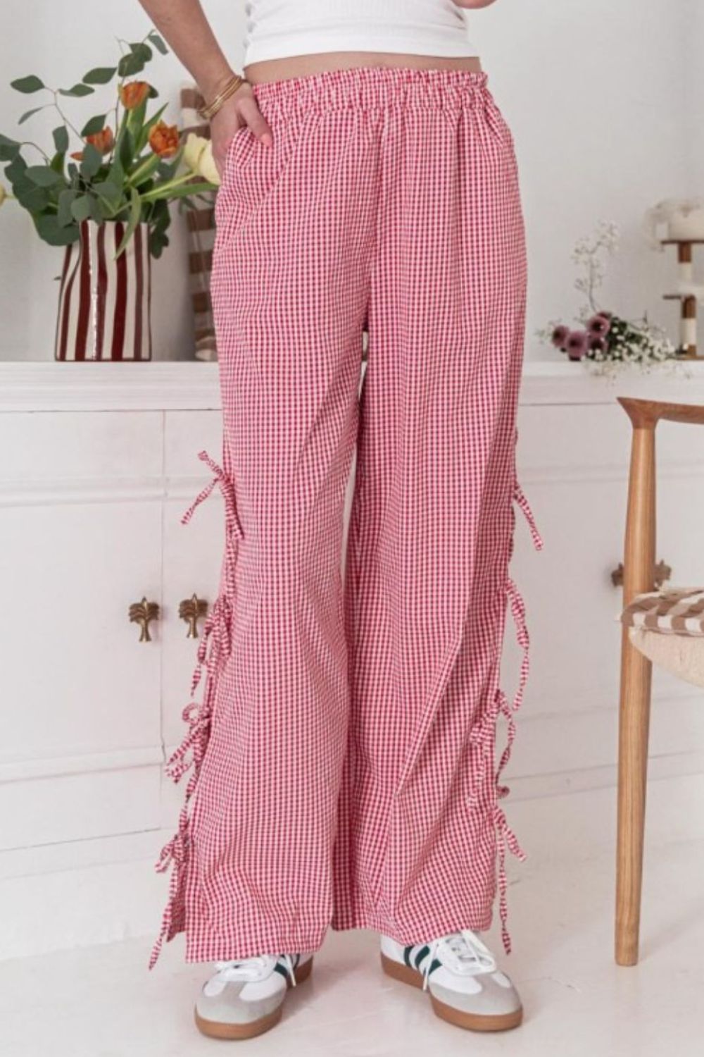 Side Tied Pants with Pockets