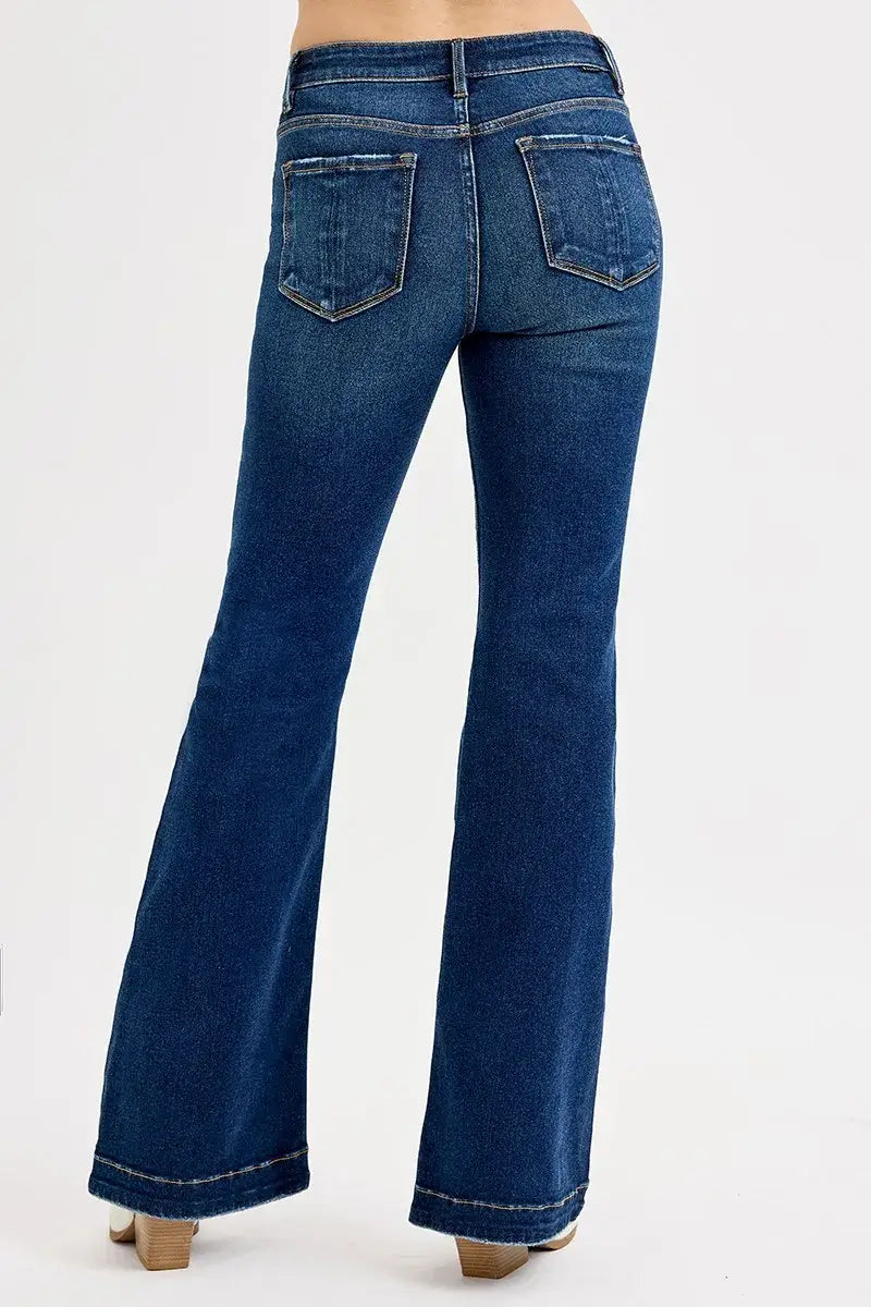RISEN Full SIze Tummy Control Mid Rise Flare Jeans Plus SIze